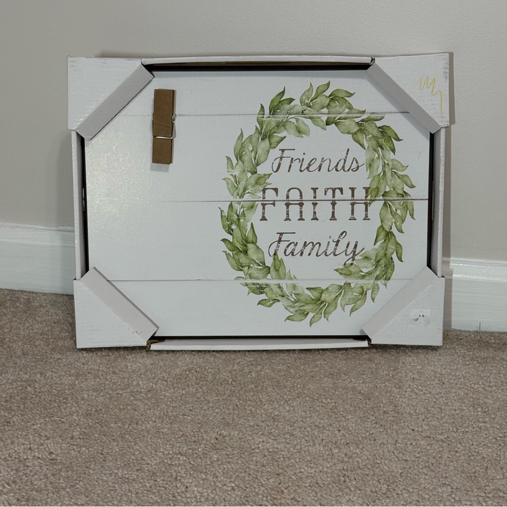 Friends Faith Family Wall Art - Green and White